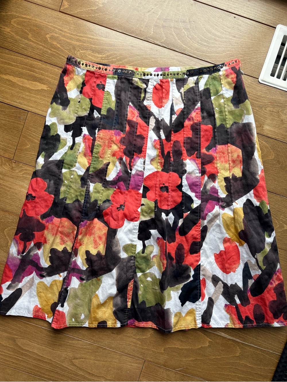 Tribal colourful skirt with flowers with metal trim